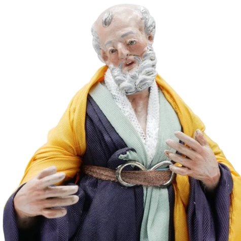 San Giuseppe con occhi in vetro e vestiti in stoffa san leucio 20 cm 2