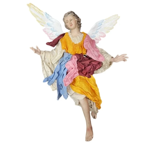 Angelo statuina con occhi in vetro e vestiti in stoffa 45-50 cm