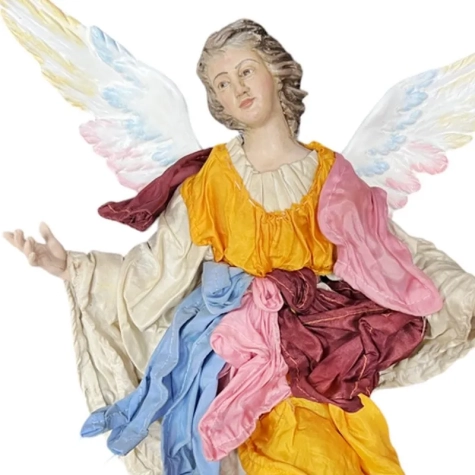 Angelo statuina con occhi in vetro e vestiti in stoffa 45-50 cm 2