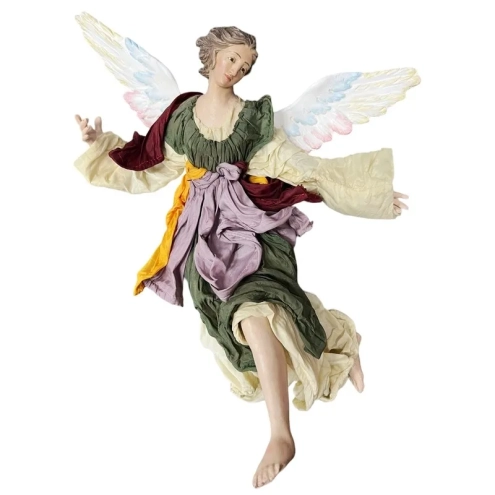 Angelo con occhi in vetro e vestiti in stoffa 45-50 cm
