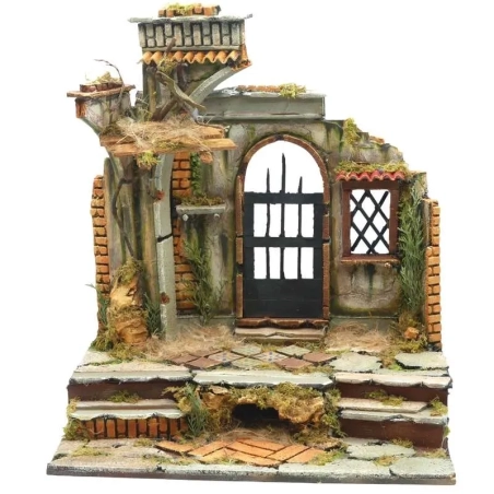 Tempio presepe stile 700 con pastori da 10 cm