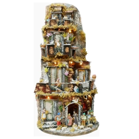 Presepe completo di luci, pastori e forno 55 cm
