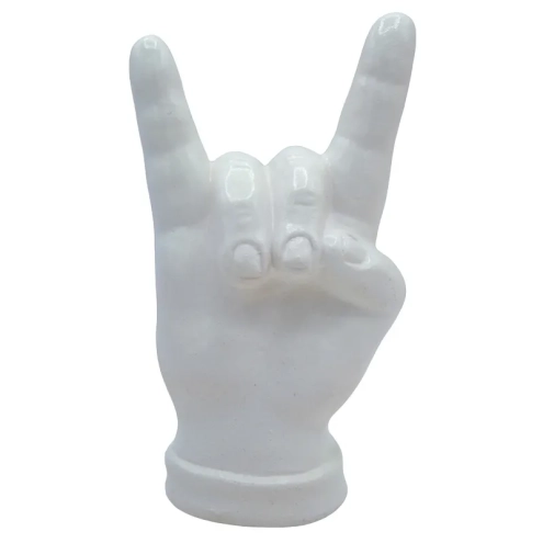 Corna mano bianca in ceramica 12 cm