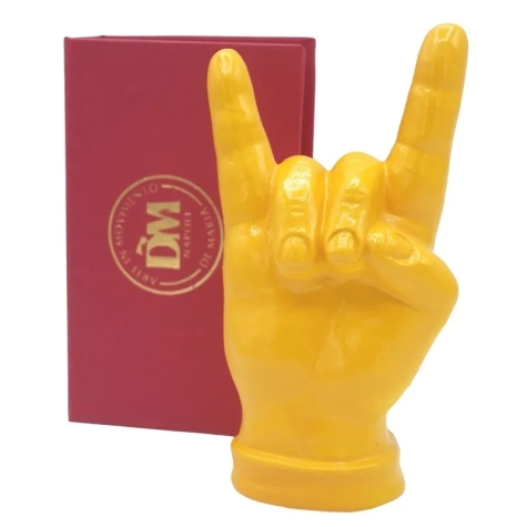 Corna mano gialla in ceramica 12 cm 2