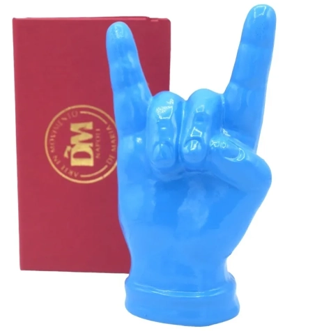 Corna mano azzurra in ceramica 12 cm 2