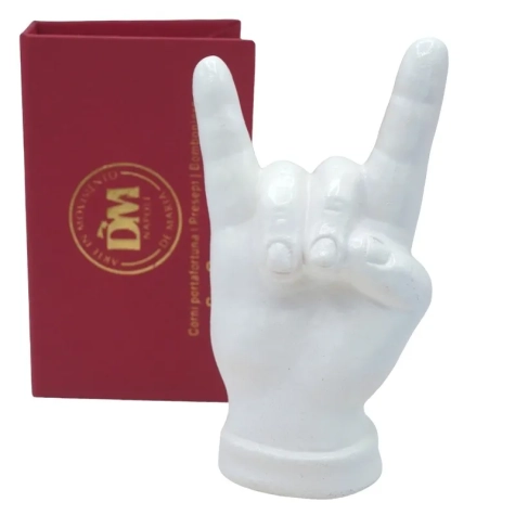 Corna mano bianca in ceramica 12 cm 2