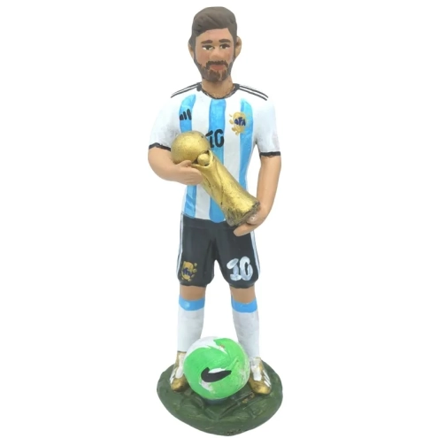 Statuina Messi Argentina con la coppa del mondo da 17 cm