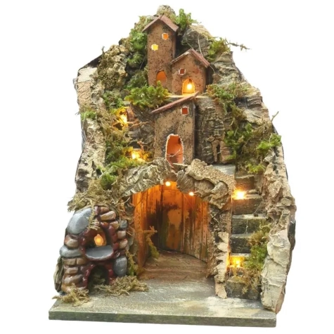 Presepe completo di luci  e forno 40 cm 2