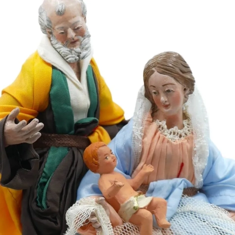 Natività stile 700 con occhi in vetro e vestiti San Leucio 20 cm 2