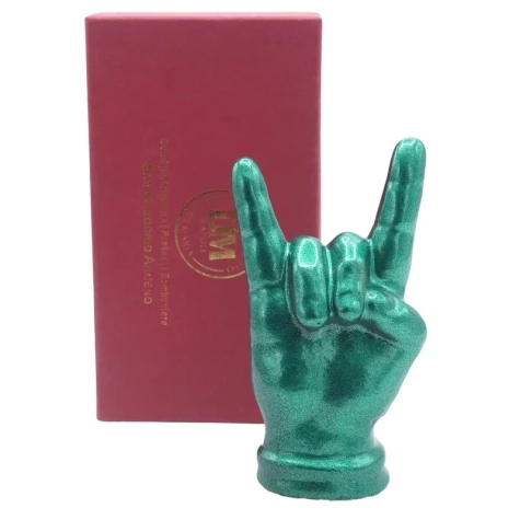 Corna mano verde metalizzato in ceramica 12 cm 2