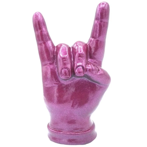 Corna mano rosso metalizzato in ceramica 12 cm