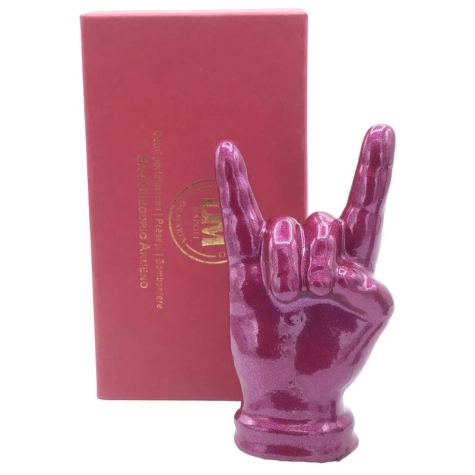 Corna mano rosso metalizzato in ceramica 12 cm 2