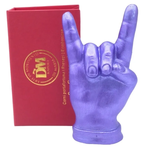 Corna mano viola metalizzato in ceramica 12 cm 2