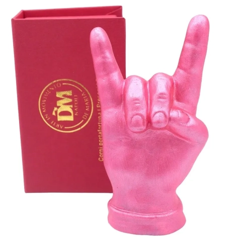 Corna mano rosa metalizzato in ceramica 12 cm 2