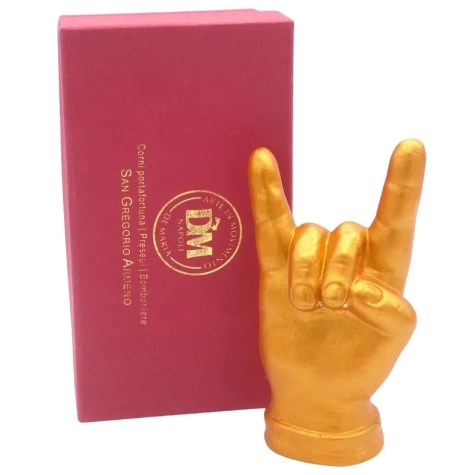 Corna mano oro in ceramica 12 cm 2