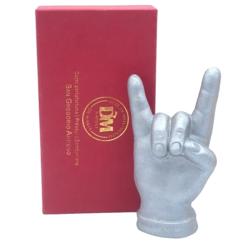 Corna mano argento in ceramica 12 cm 2