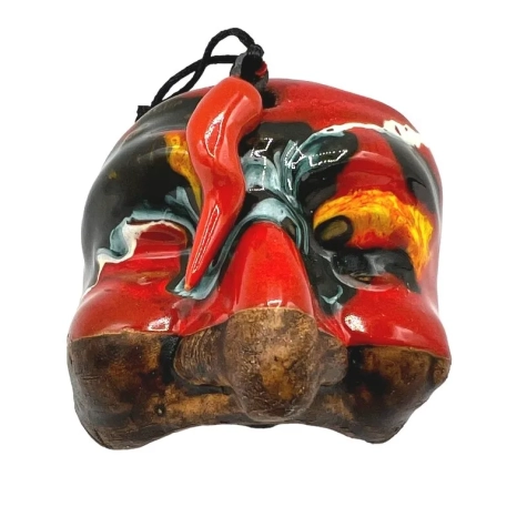 Maschera di Pulcinella con corno stilizzata in terracotta 7 cm 2