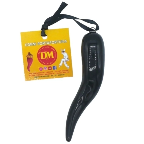 Corno nero in ceramica 9 cm con scatola regalo 2