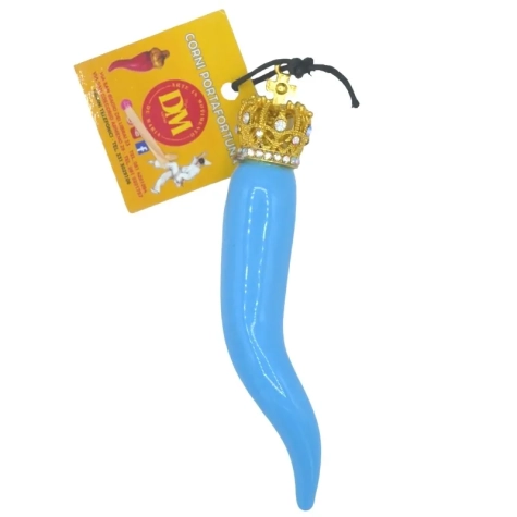 Corno luxury azzurro in ceramica 11 cm in scatola regalo 2