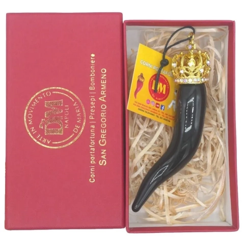 Corno luxury nero in ceramica 11 cm in scatola regalo