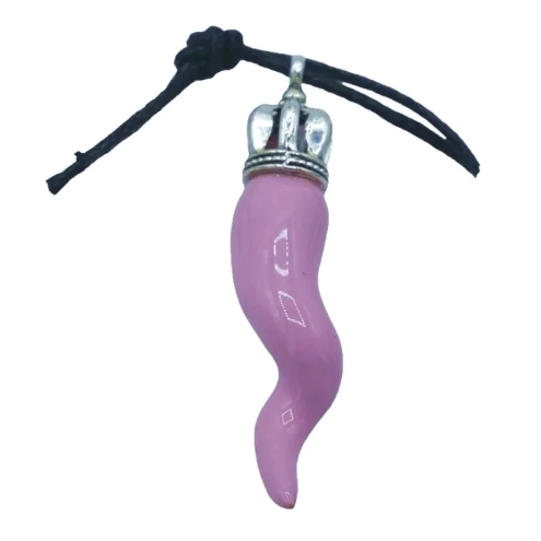 Corno Ciondolo rosa in ceramica 4 o 5 cm