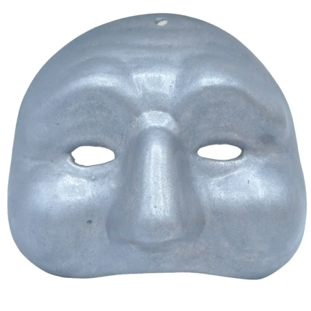 Maschera di Pulcinella argento in ceramica 12 cm