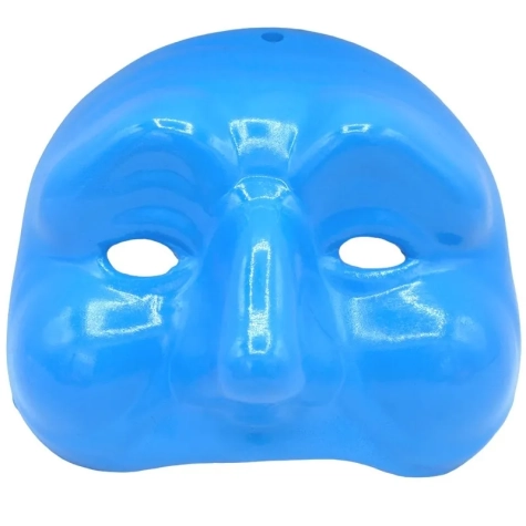 Maschera di Pulcinella azzurra in ceramica 12 cm