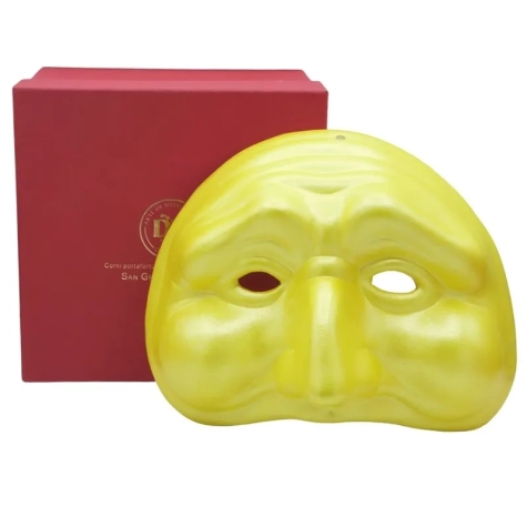 Maschera di Pulcinella giallo oro in ceramica 21 cm 2