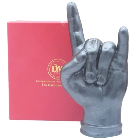 Corna mano grigio metalizzato in ceramica 21 cm