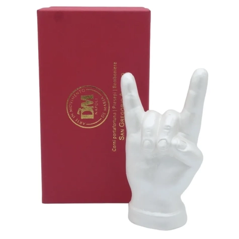 Corna mano bianco perla in ceramica 12 cm 2