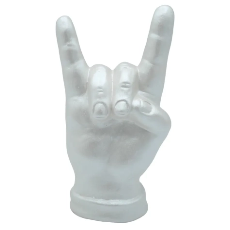 Corna mano bianco perla in ceramica 12 cm