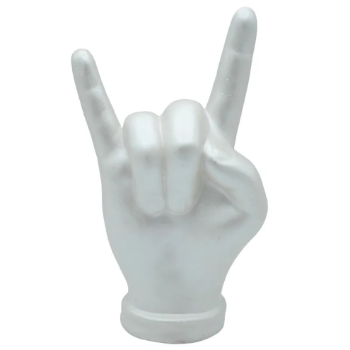 Corna mano bianco perla in ceramica 16 cm