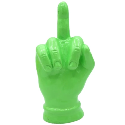 Mano dito medio viola metalizzato in ceramica 12 cm