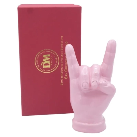 Corna mano rosa in ceramica 12 cm 2