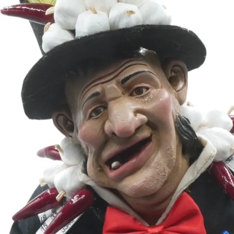 Gobbo scio scio scartellato con occhi di vetro 50 cm 2