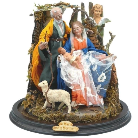 Campana con natività statuine del 700 napoletano da 30 cm 2