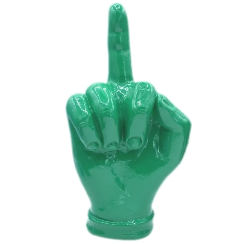 Mano dito medio verde in ceramica 18 cm