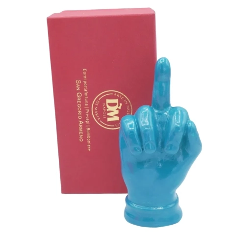 Mano dito medio turchese in ceramica 12 cm 2
