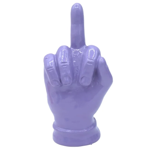Mano dito medio viola in ceramica 12 cm
