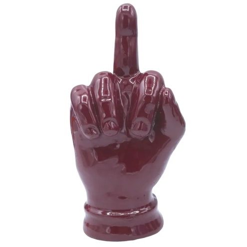 Mano dito medio azzurro in ceramica 12 cm