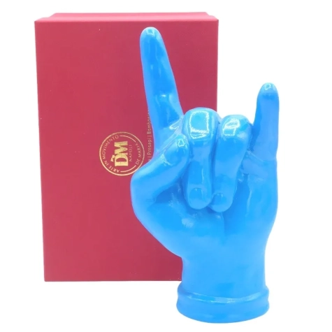 Corna mano azzurro in ceramica 21 cm 2