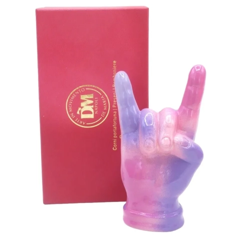 Corna mano fucsia multicolore in ceramica 12 cm 2
