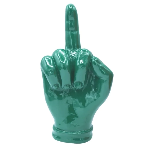 Mano dito medio verde petrolio in ceramica 18 cm