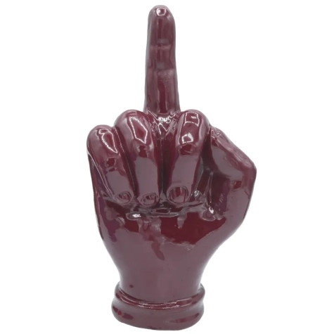 Mano dito medio amaranto in ceramica 18 cm