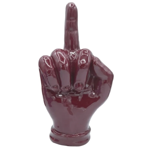 Mano dito medio amaranto in ceramica 18 cm