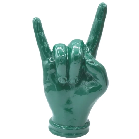 Corna mano verde petrolio in ceramica 16 cm