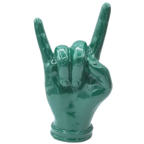 Corna mano verde petrolio in ceramica 16 cm