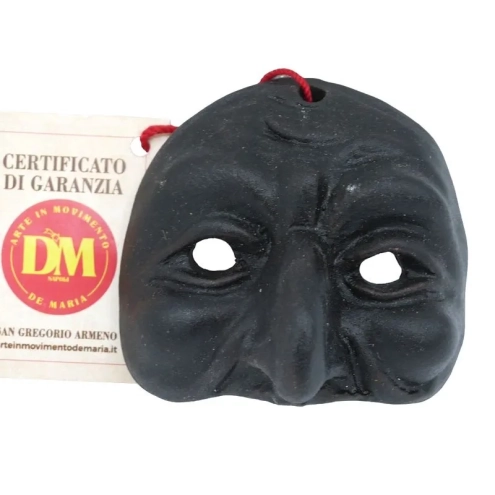 Maschera di Pulcinella nera in terracotta 4 cm