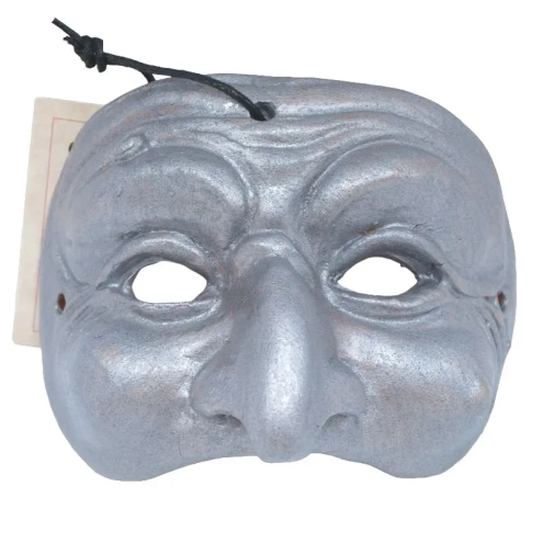 Maschera di Pulcinella argento in terracotta 6 cm