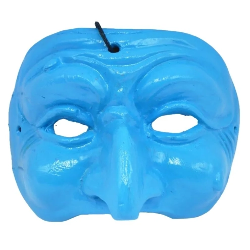 Maschera di Pulcinella turchese in terracotta 6 cm